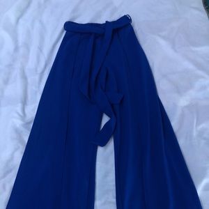 Blue Upleg Slit Maxi Pants